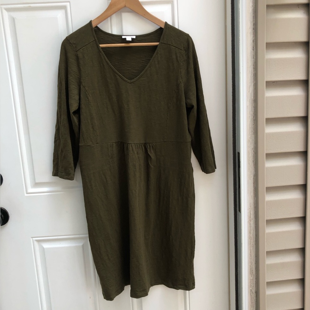 J. Jill Olive Green V-Neck Dress